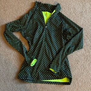 Nike Pro women’s cold weather  3/4 zip 
Black Green PolkaDot fleece lined size L
